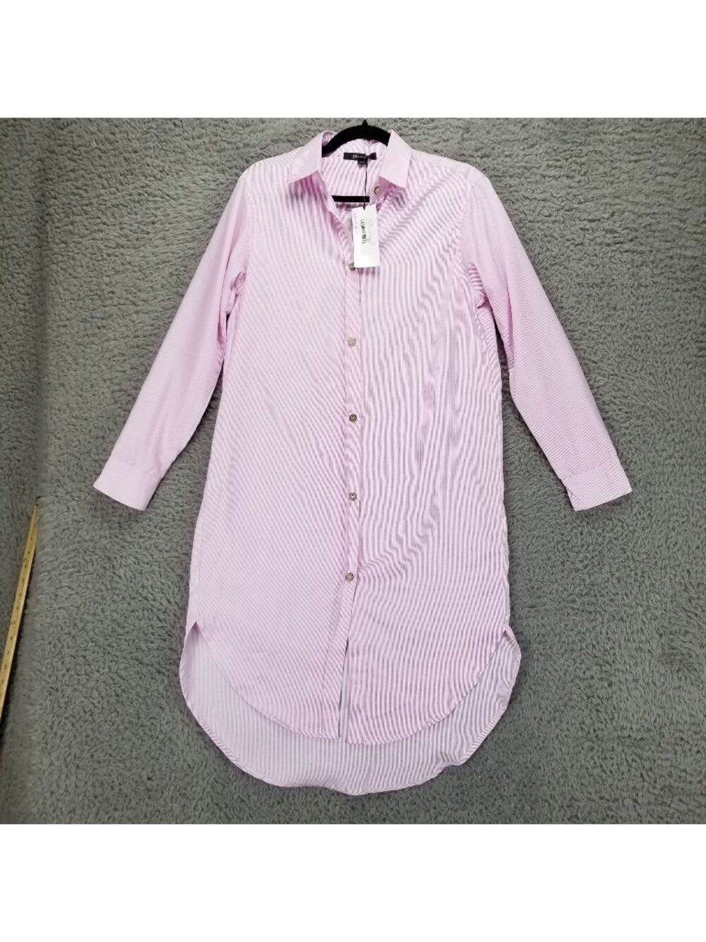 Yanak Dress Women's One Size Pink Striped Shirt Dress *NWT*